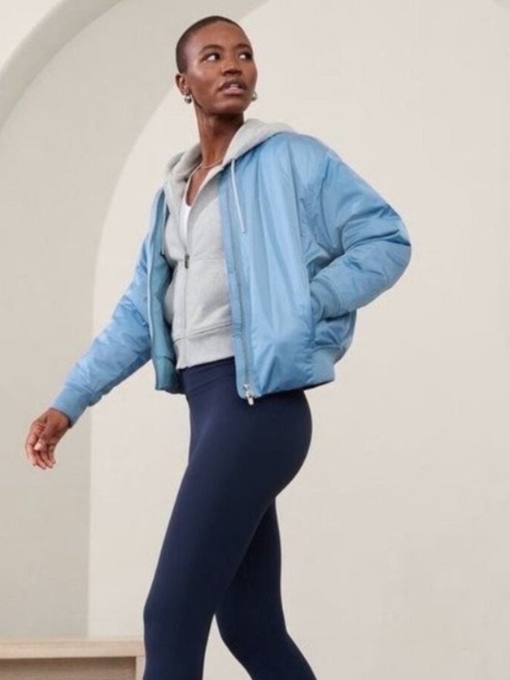 Athleta Sateen Bomber Jacket Coat